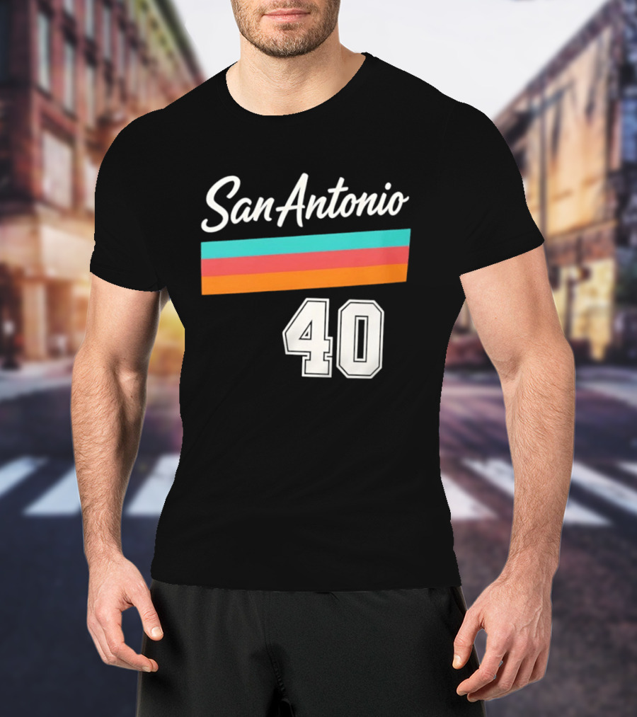 San Antonio Spurs NBA San Antonio 40 Retro Stripes T-Shirt