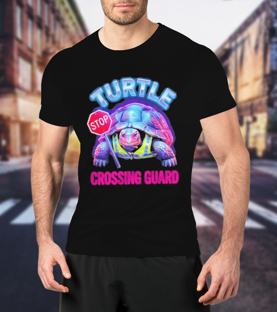 Turtle Stop Crossing Guard Neon Vibe T-Shirt