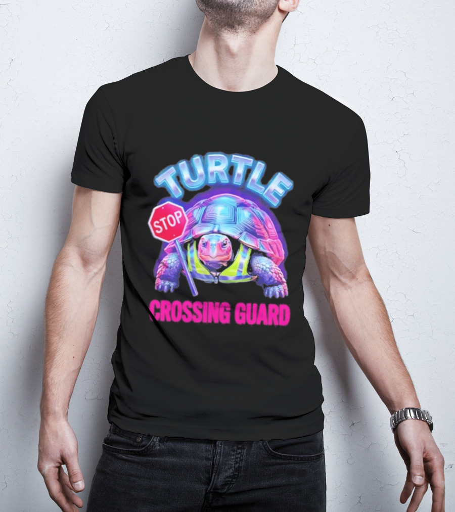 Turtle Stop Crossing Guard Neon Vibe T-Shirt