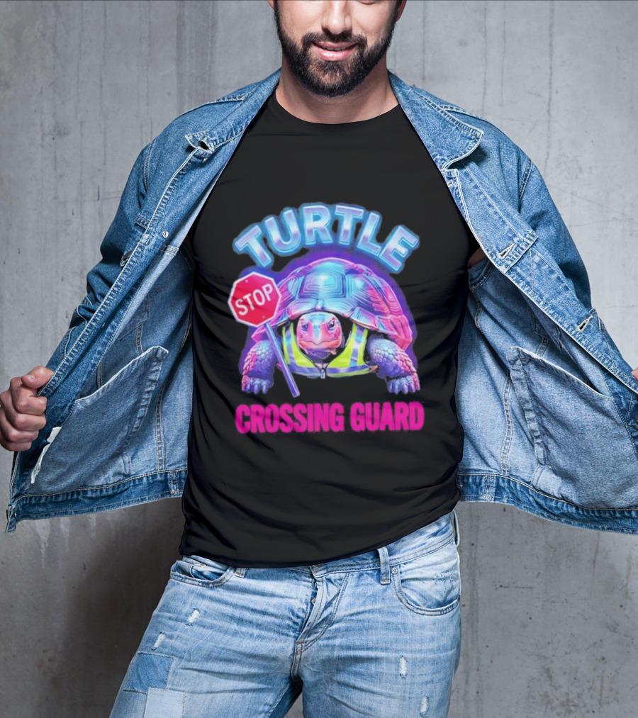 Turtle Stop Crossing Guard Neon Vibe T-Shirt
