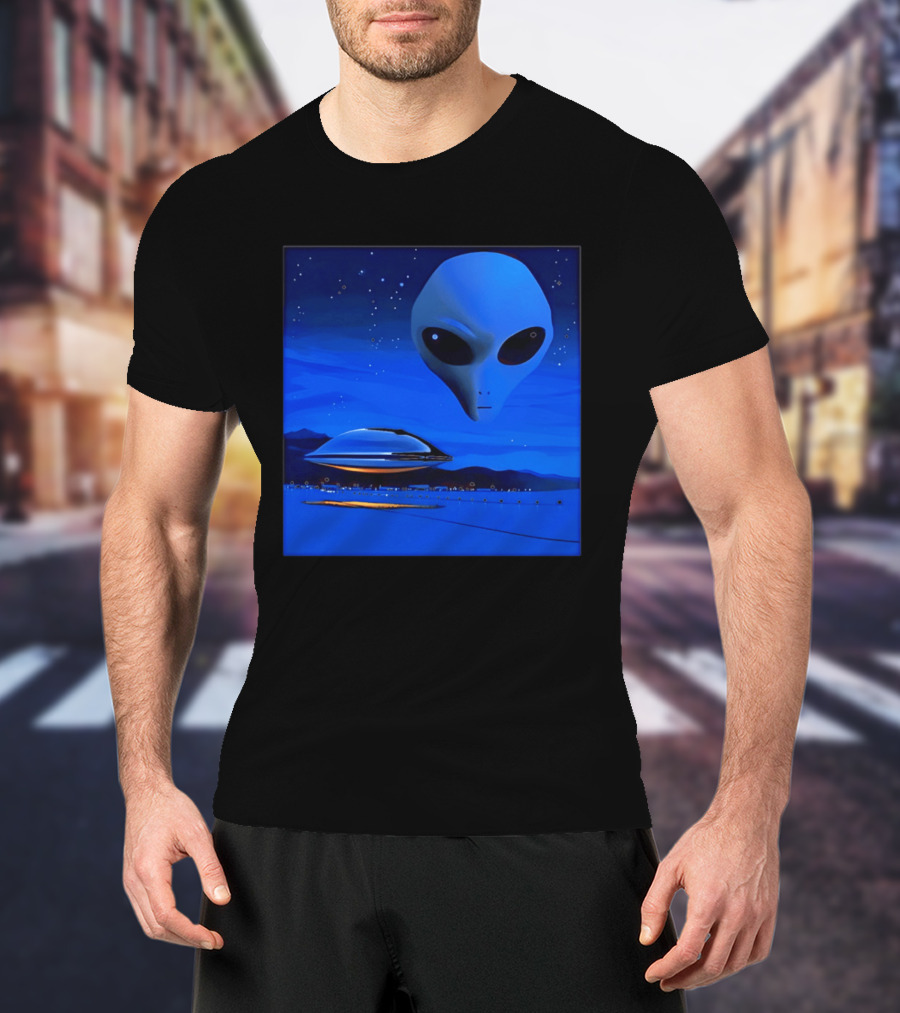 Aline UFO Portrait Night Sky Scene T-Shirt