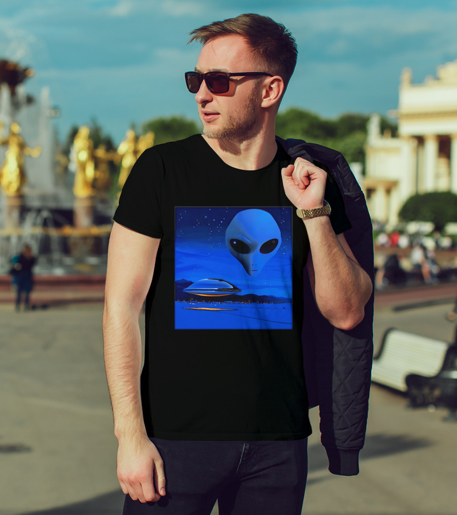 Aline UFO Portrait Night Sky Scene T-Shirt