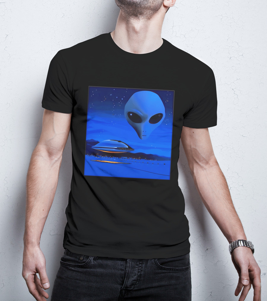 Aline UFO Portrait Night Sky Scene T-Shirt
