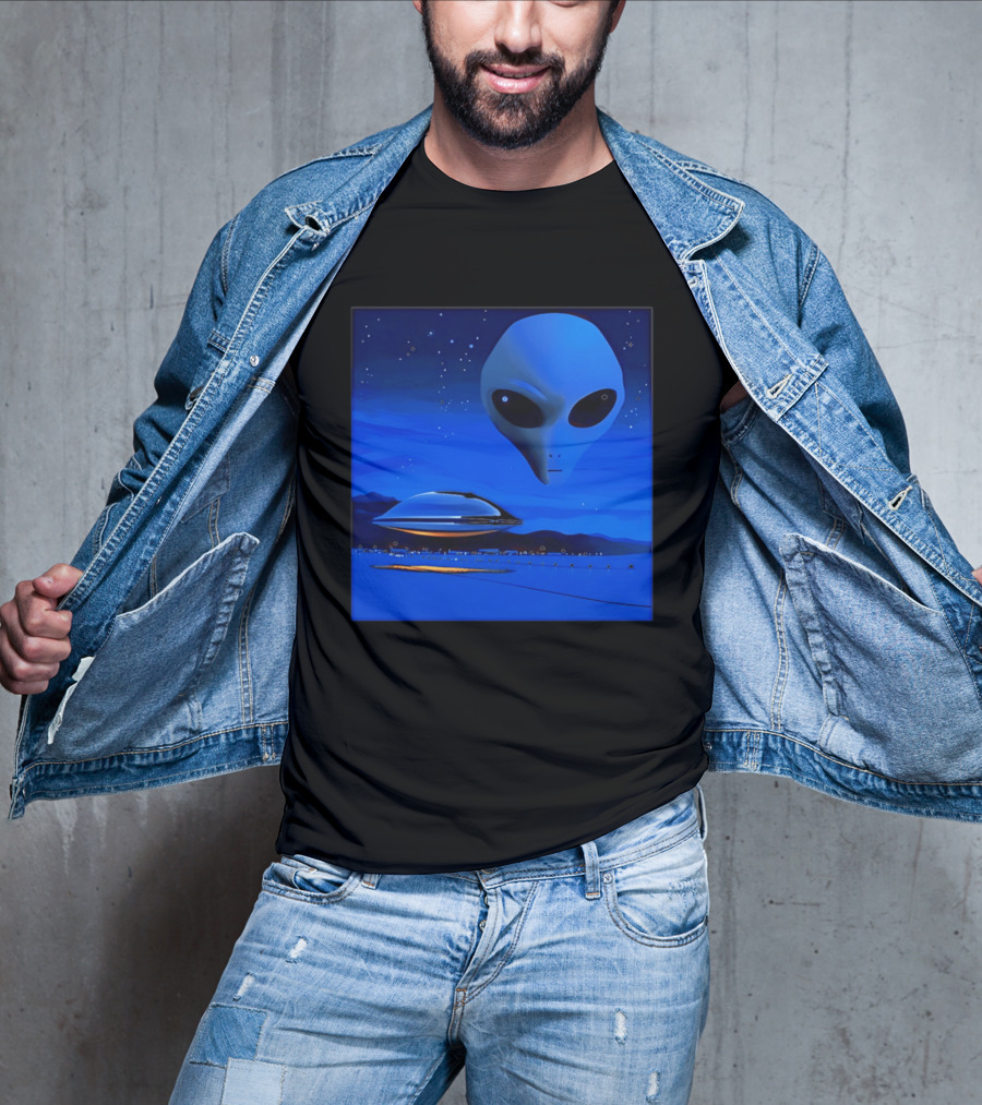 Aline UFO Portrait Night Sky Scene T-Shirt