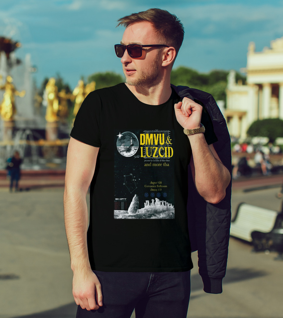 DMVU LUZCID August 6th Cervantes Ballroom Denver CO Lunar Lighthouse Constellation T-Shirt