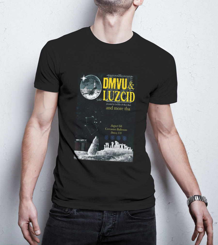 DMVU LUZCID August 6th Cervantes Ballroom Denver CO Lunar Lighthouse Constellation T-Shirt