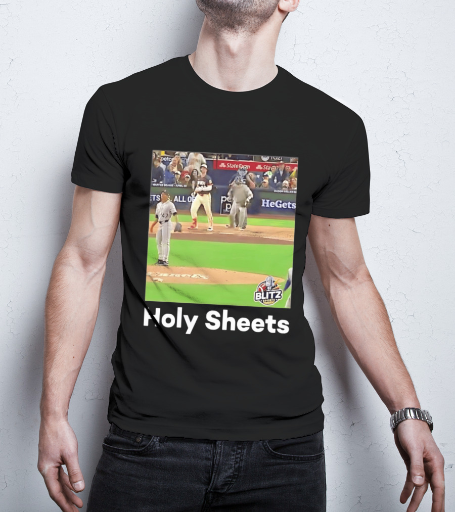 Mason Miller Holy Sheets Blitz Sports MLB HeGets State Farm Waffle Beanie T-Shirt