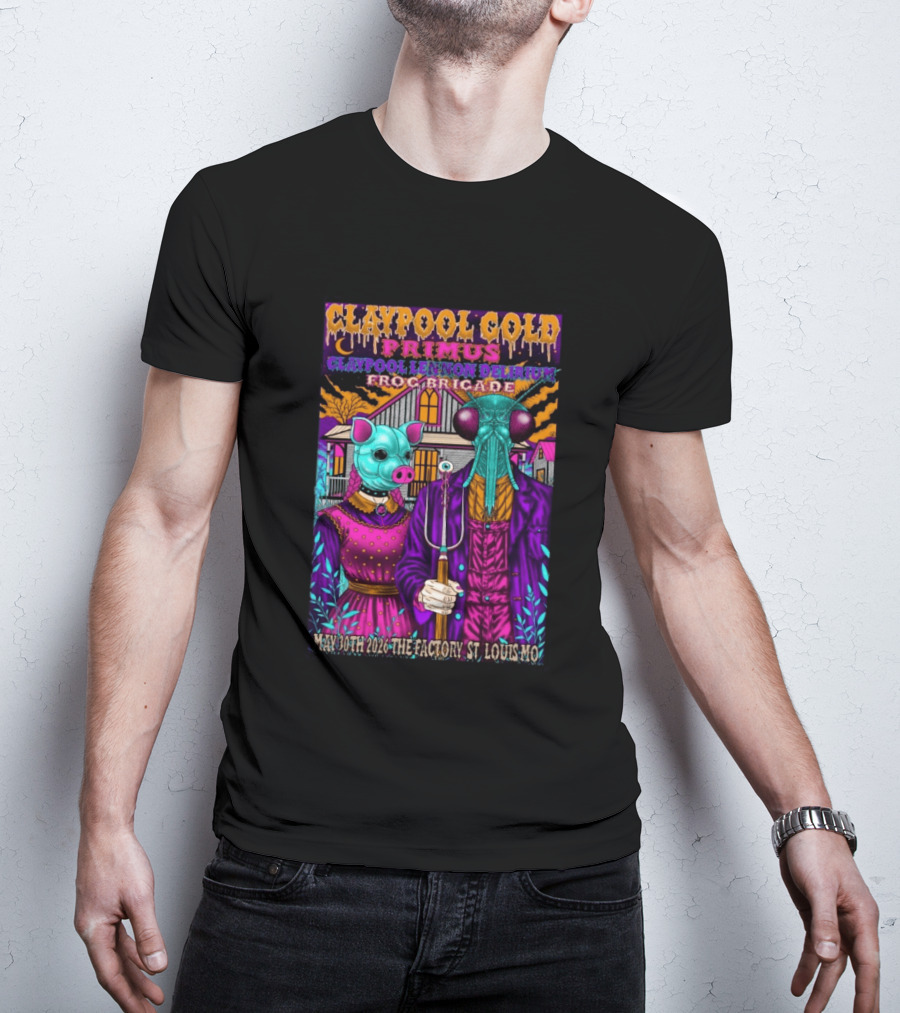 Claypool Cold Primus Claypool Lennon Delirium Frog Brigade May 30th 2026 The Factory St. Louis Mo T-Shirt
