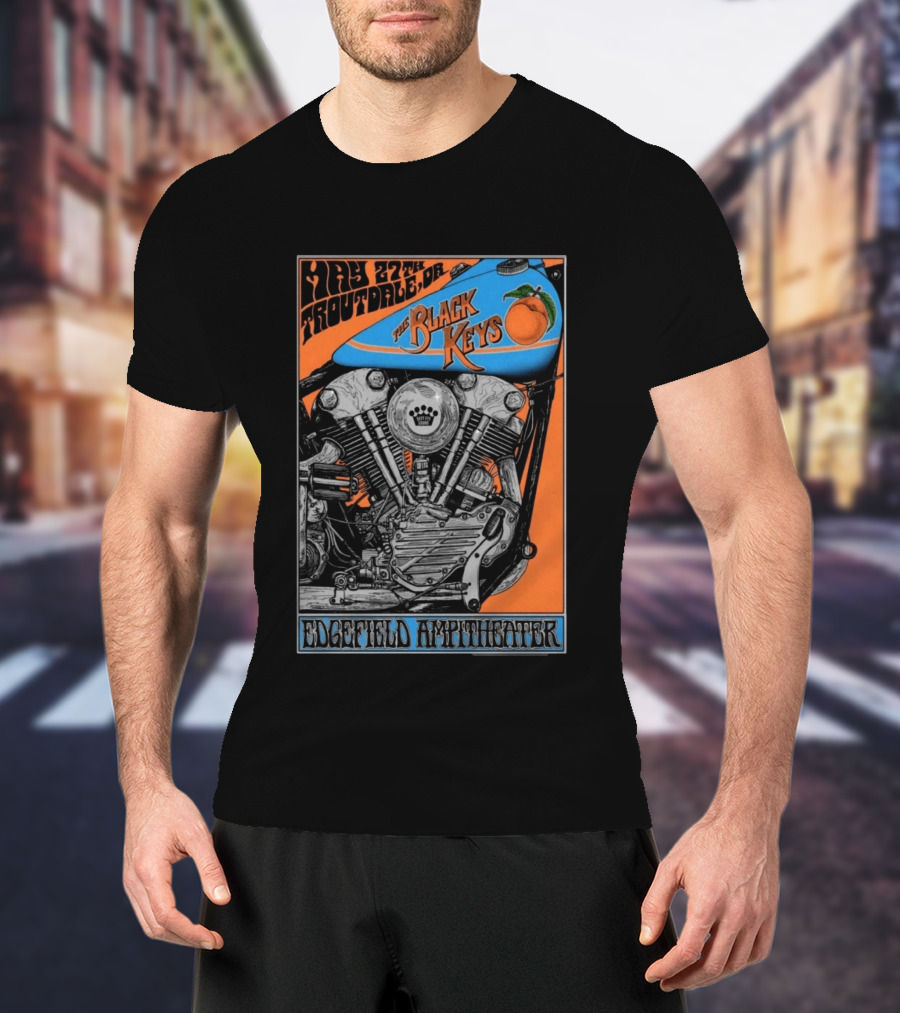 May 27 Troutdale OR The Black Keys Motorcycle Edgefield Amphitheater T-Shirt