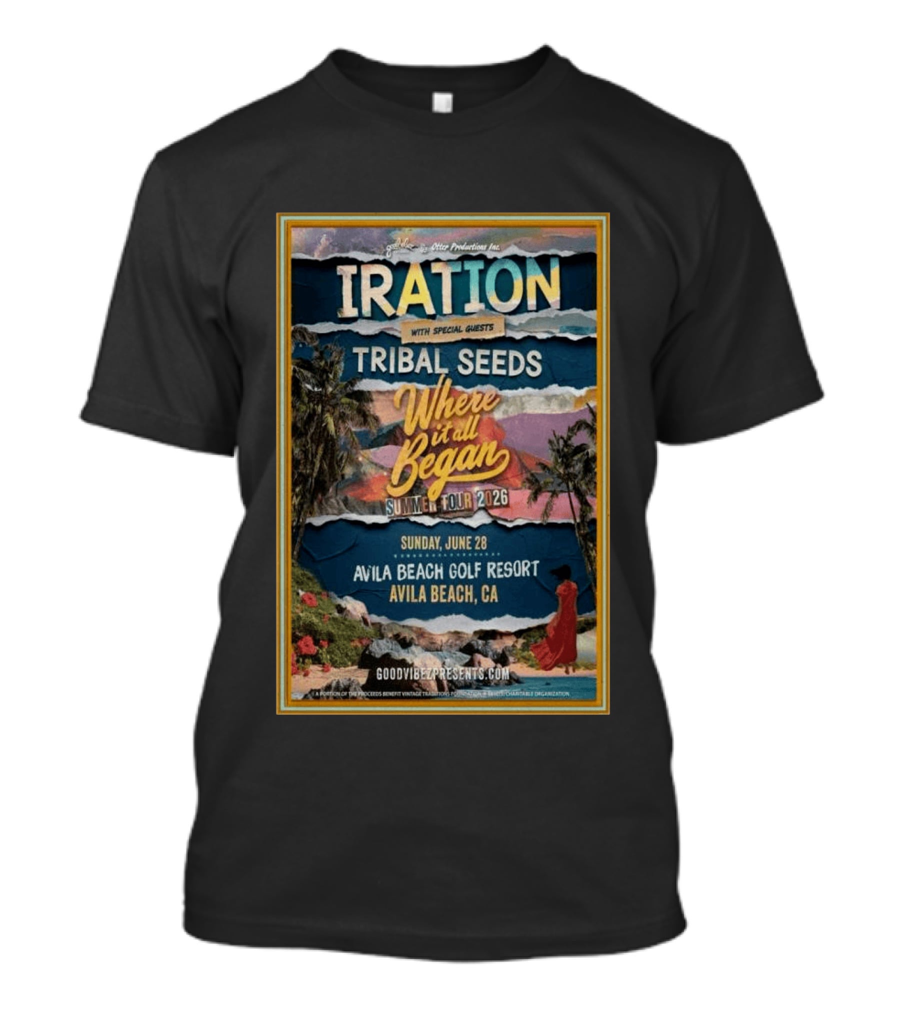 IRATION Tribal Seeds Summer Tour 2026 Where It All Began Avila Beach Golf Resort June 28 Avila Beach CA T-Shirt