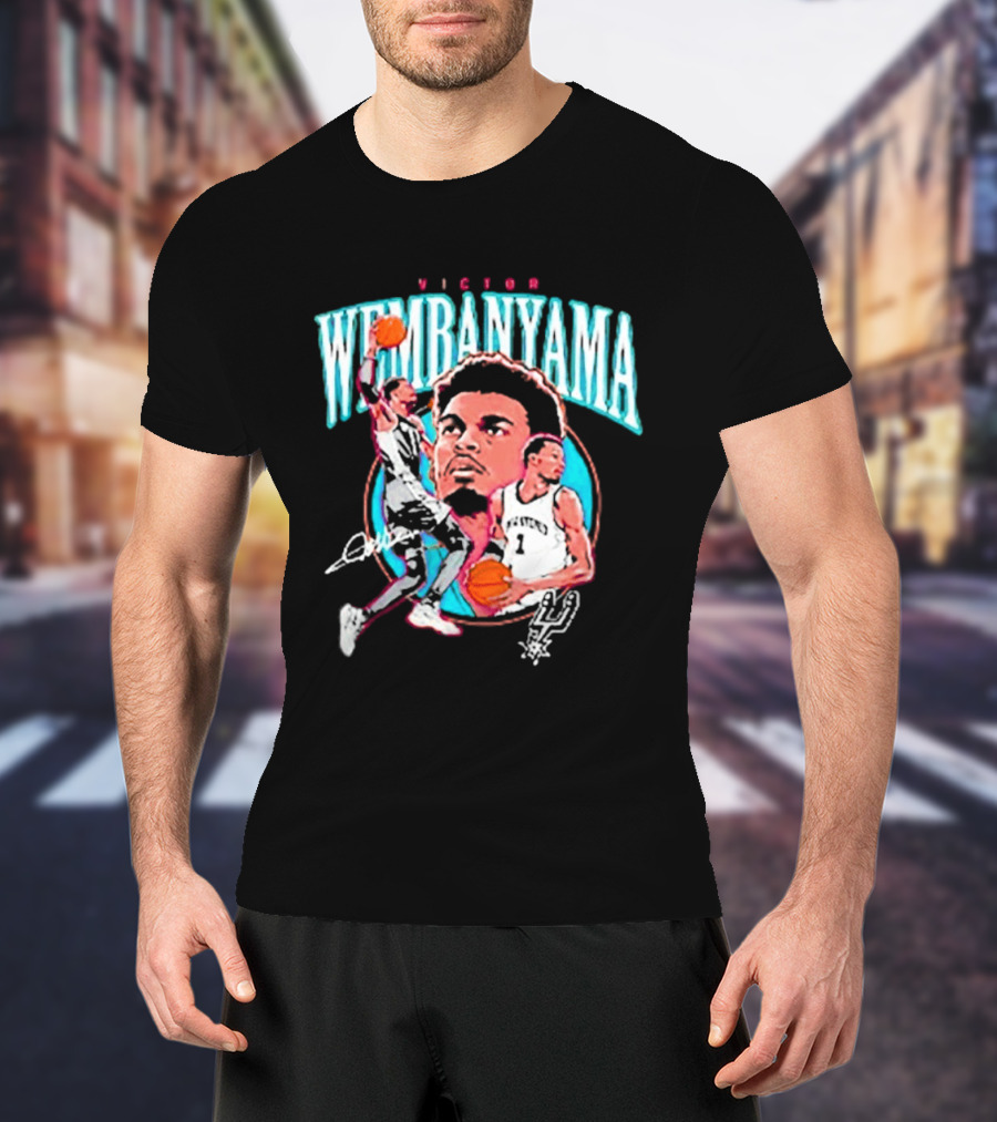 Victor Wembanyama San Antonio Spurs NBA Basketball Player Action Collage T-Shirt