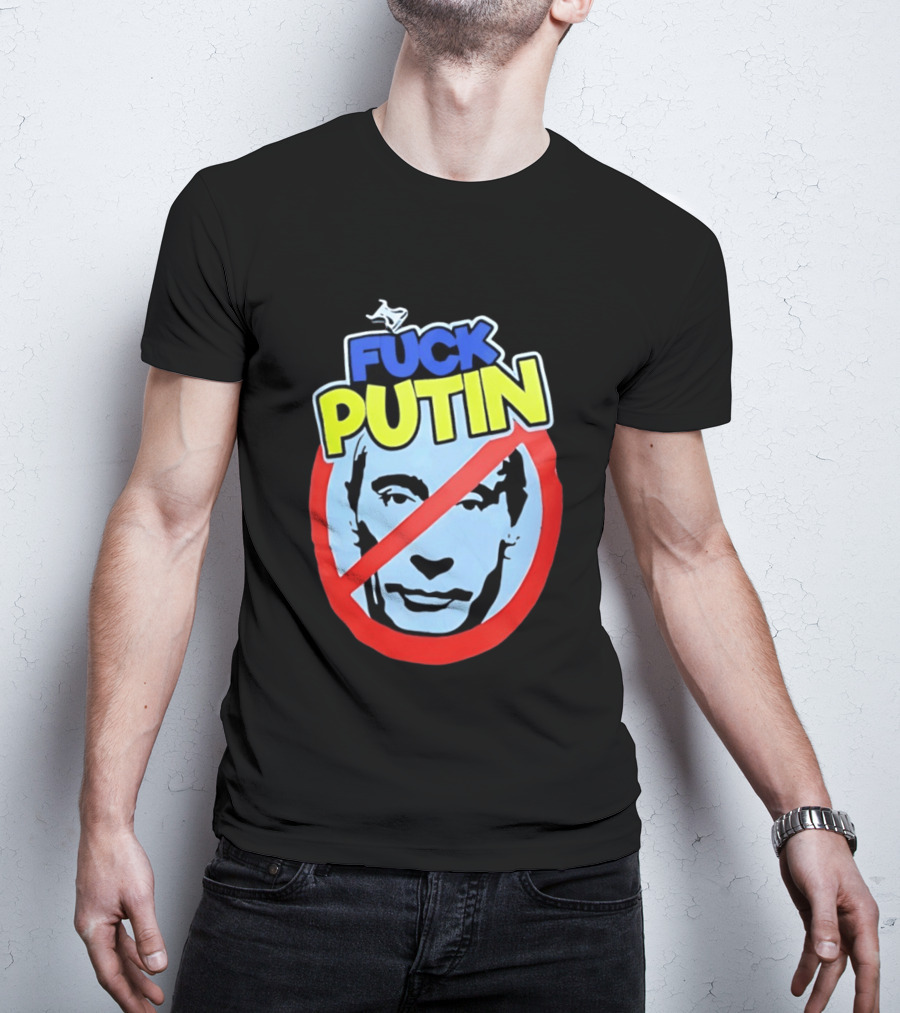 FUCK PUTIN Red Circle Icon With Blue And Yellow T-Shirt