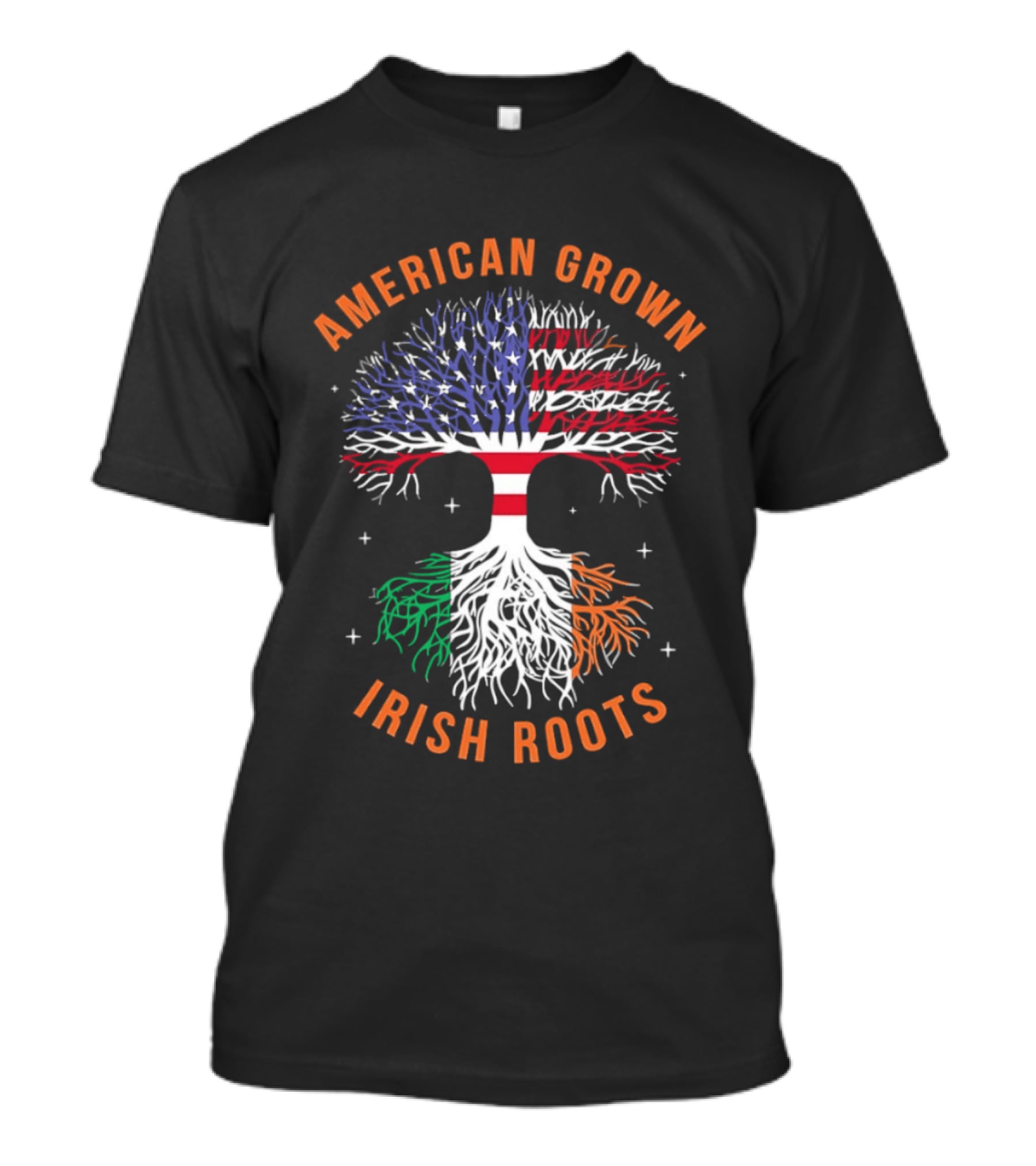 American Grown Tree With Irish Roots USA Flag And Irish Flag T-Shirt