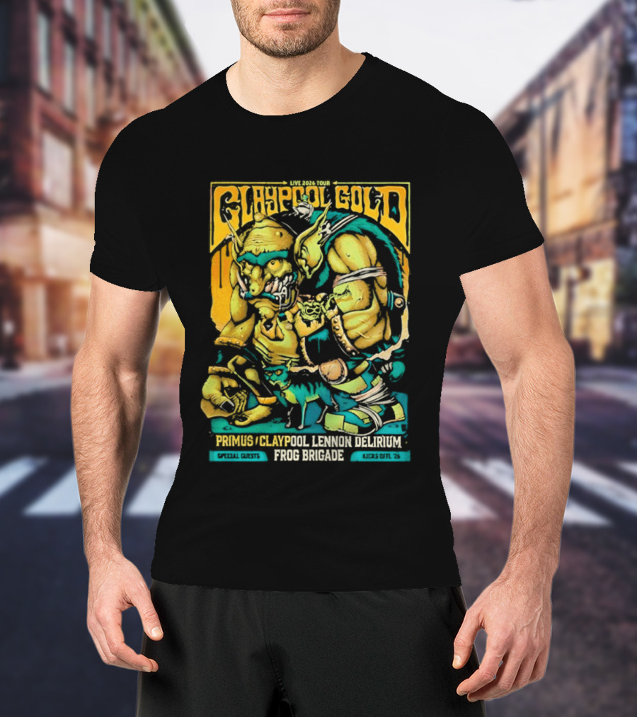 Primus Claypool Lennon Delirium Frog Brigade Crypto Gold Monster T-Shirt