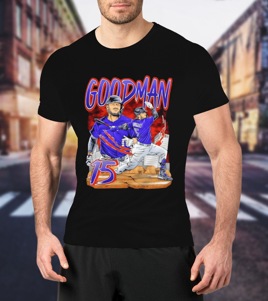 Goodman 15 Colorado Rockies Baseball Player Dynamic T-Shirt