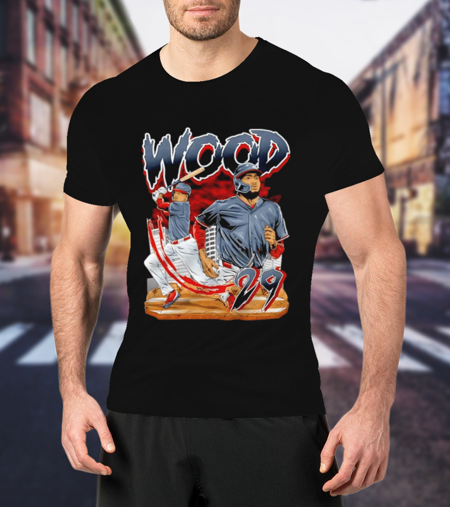 Wood 29 Washington Baseball Player Action T-Shirt