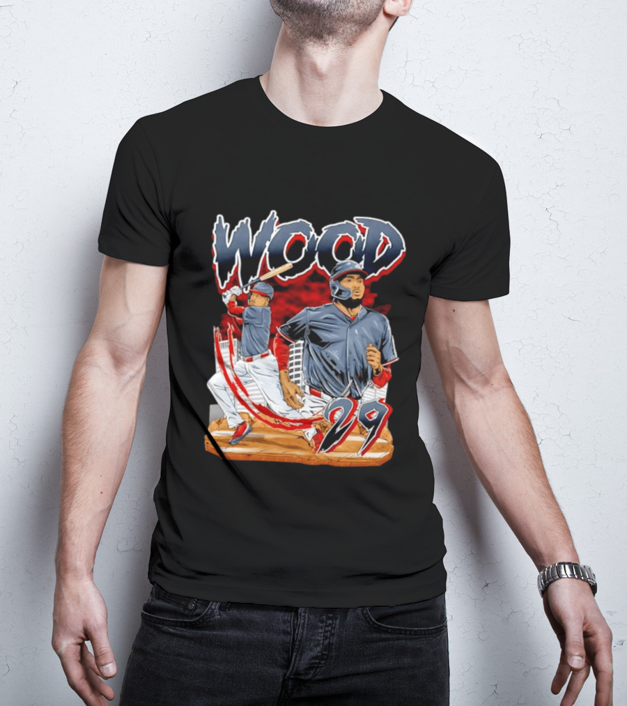 Wood 29 Washington Baseball Player Action T-Shirt