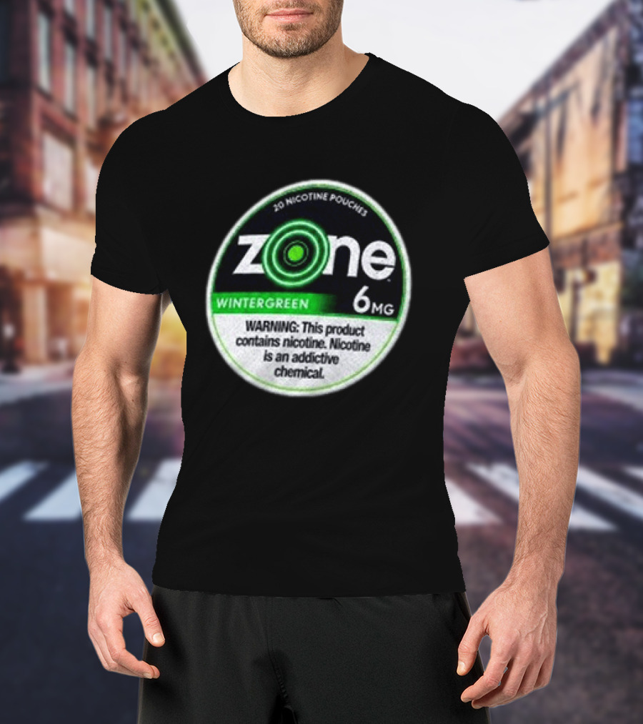 20 Nicotine Pouches Zone Wintergreen 6mg Warning Contains Nicotine T-Shirt