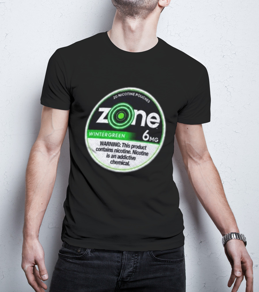 20 Nicotine Pouches Zone Wintergreen 6mg Warning Contains Nicotine T-Shirt