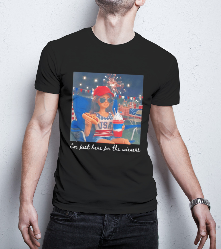 USA Barbie Doll I'm Just Here For The Wieners 4th Of July Celebration 2026 T-Shirt
