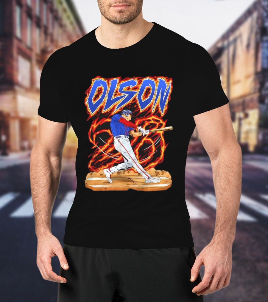 Olson Baseball Player Batting With Intense Flame T-Shirt