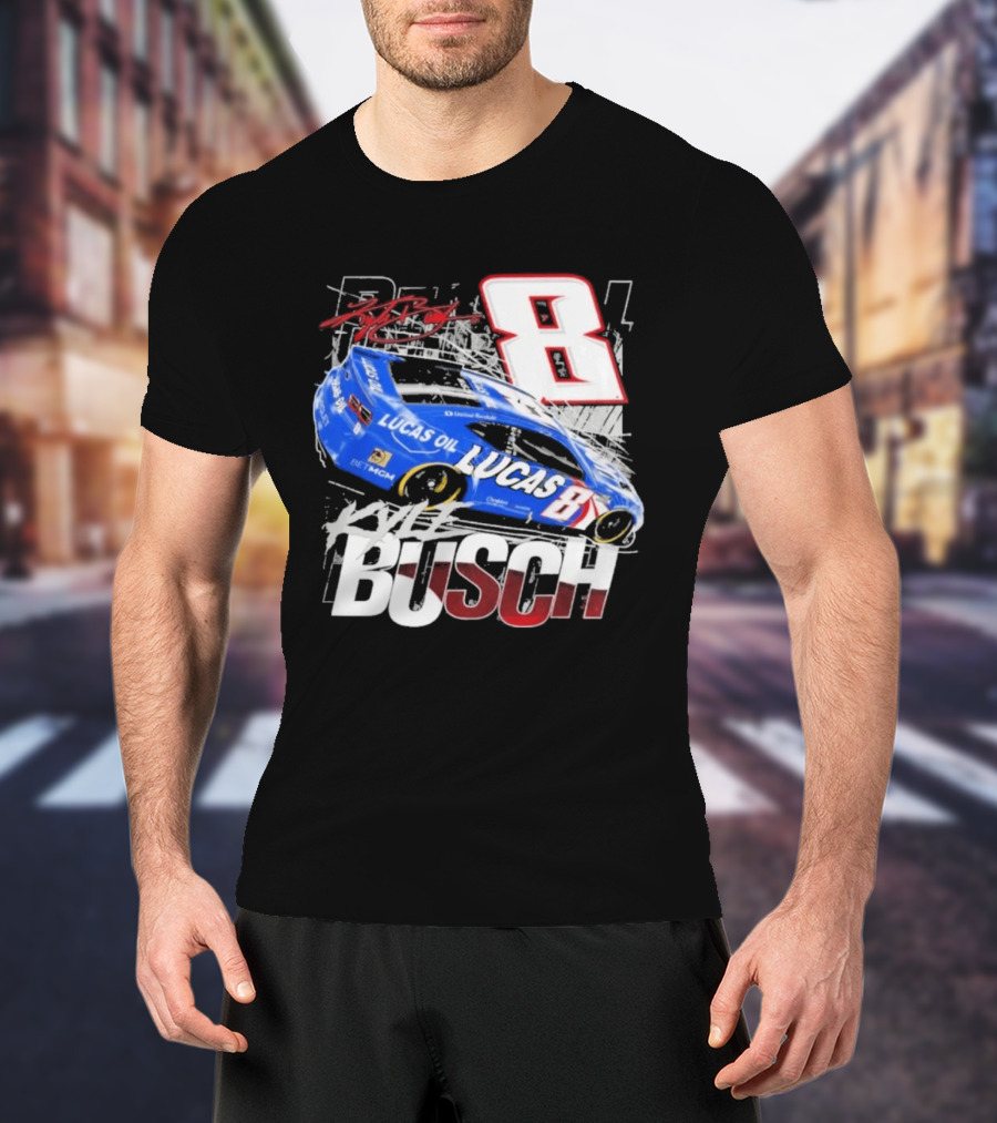Kyle Busch Lucas Oil #8 Racing Car Red 2 Spot T-Shirt