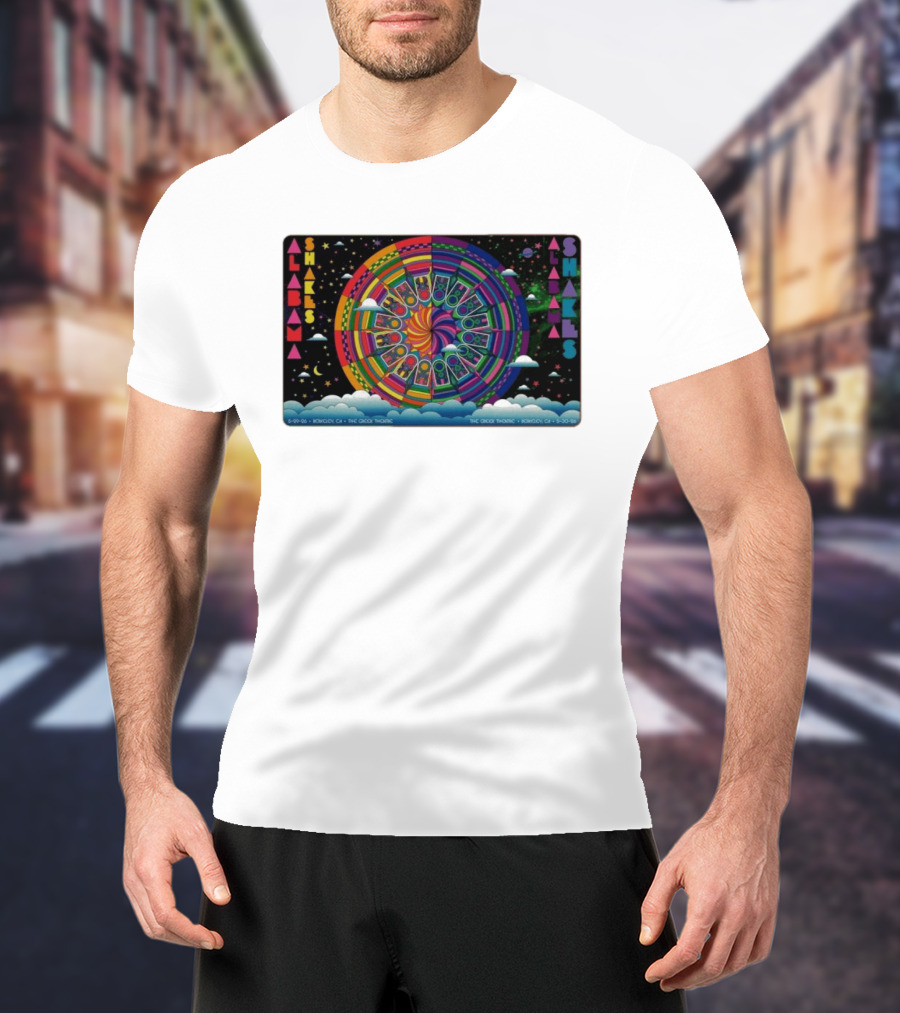 Alabama Shakes Concert The Greek Theatre Berkeley CA 5 29 26 Psychedelic Rainbow Spiral Clouds And Stars T-Shirt