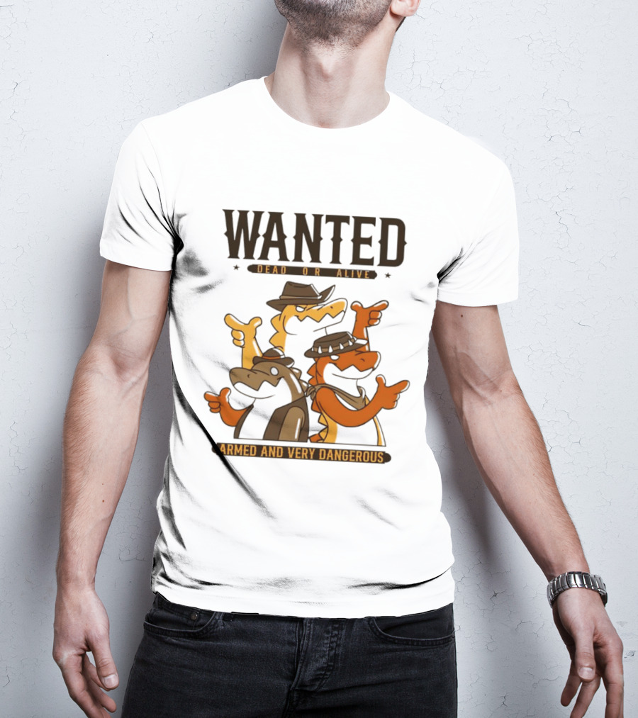 Wanted Dead Or Alive Alligator Cowboy Trio Armed And Very Dangerous T-Shirt