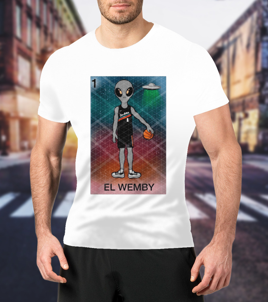 El Wemby Lotería Card Alien Victor Wembanyama San Antonio Spurs Basketball NBA 2026 T-Shirt