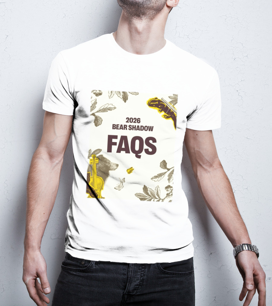 2026 Bear Shadow FAQs Music Festival Forest Animals Instruments T-Shirt