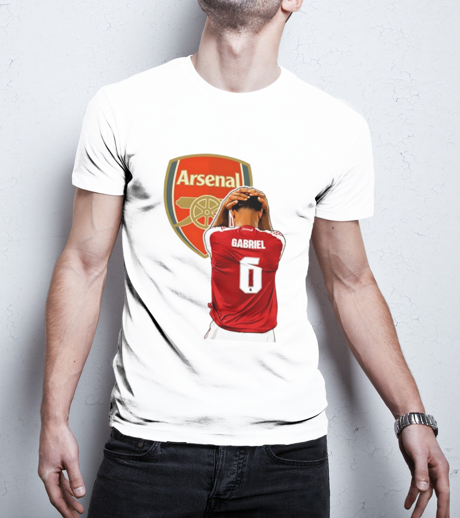 Gabriel Magalhaes Arsenal Jersey Number 6 Premier League T-Shirt