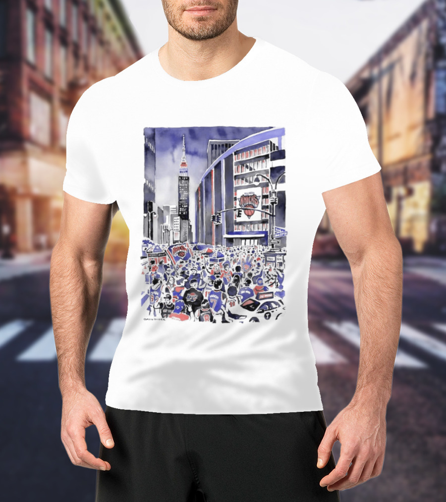 New York Knicks Madison Square Garden Empire State Building Fans Scene T-Shirt
