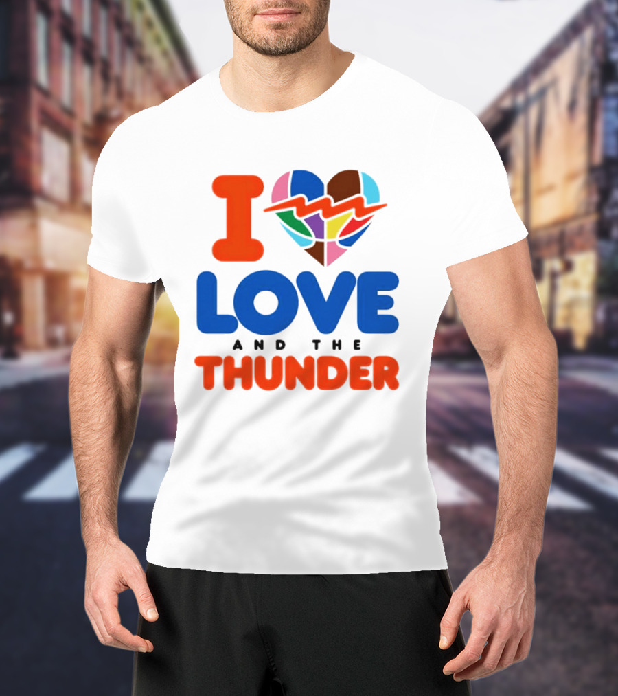 I Love Thunder Heart Color Block T-Shirt