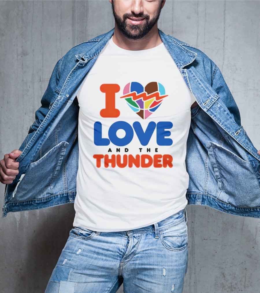 I Love Thunder Heart Color Block T-Shirt