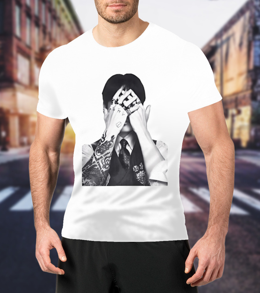Jungkook BTS Tattoo Hands Rings Black And White Aesthetic T-Shirt