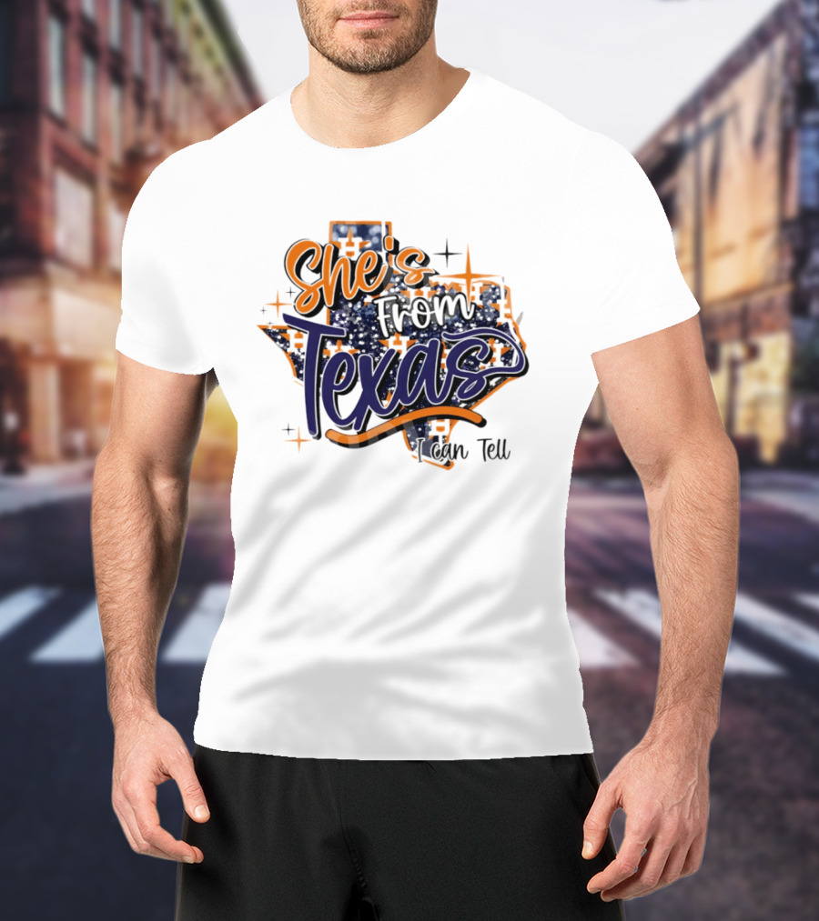 She's From Texas I Can Tell Map 2026 T-Shirt