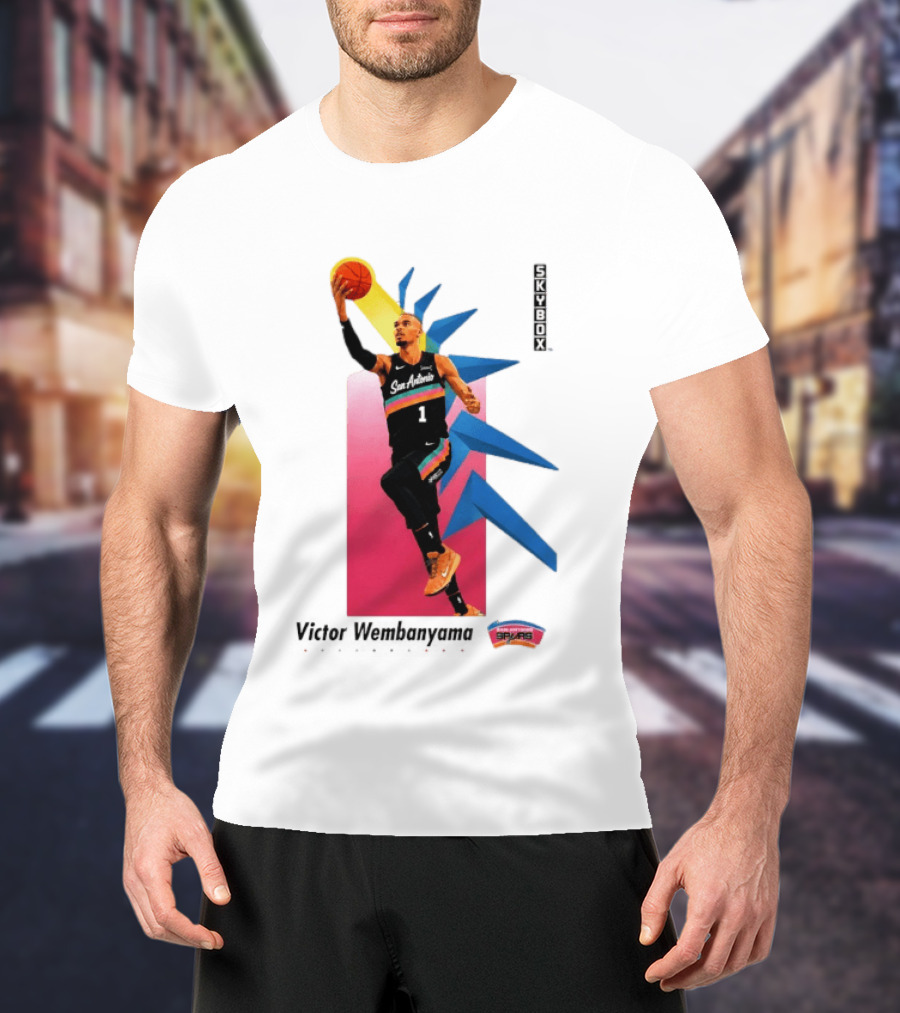Victor Wembanyama San Antonio Spurs Basketball NBA Skybox 90s Retro Dunking Action T-Shirt