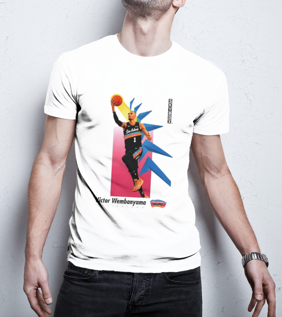 Victor Wembanyama San Antonio Spurs Basketball NBA Skybox 90s Retro Dunking Action T-Shirt