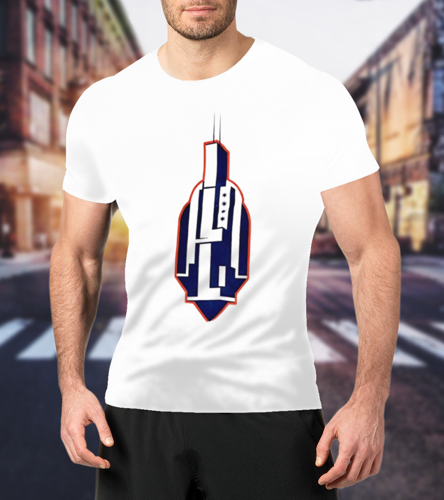 Chicago Skyline Willis Tower Symbol With Flag Stars T-Shirt