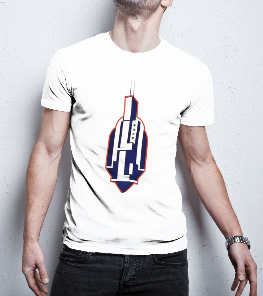 Chicago Skyline Willis Tower Symbol With Flag Stars T-Shirt