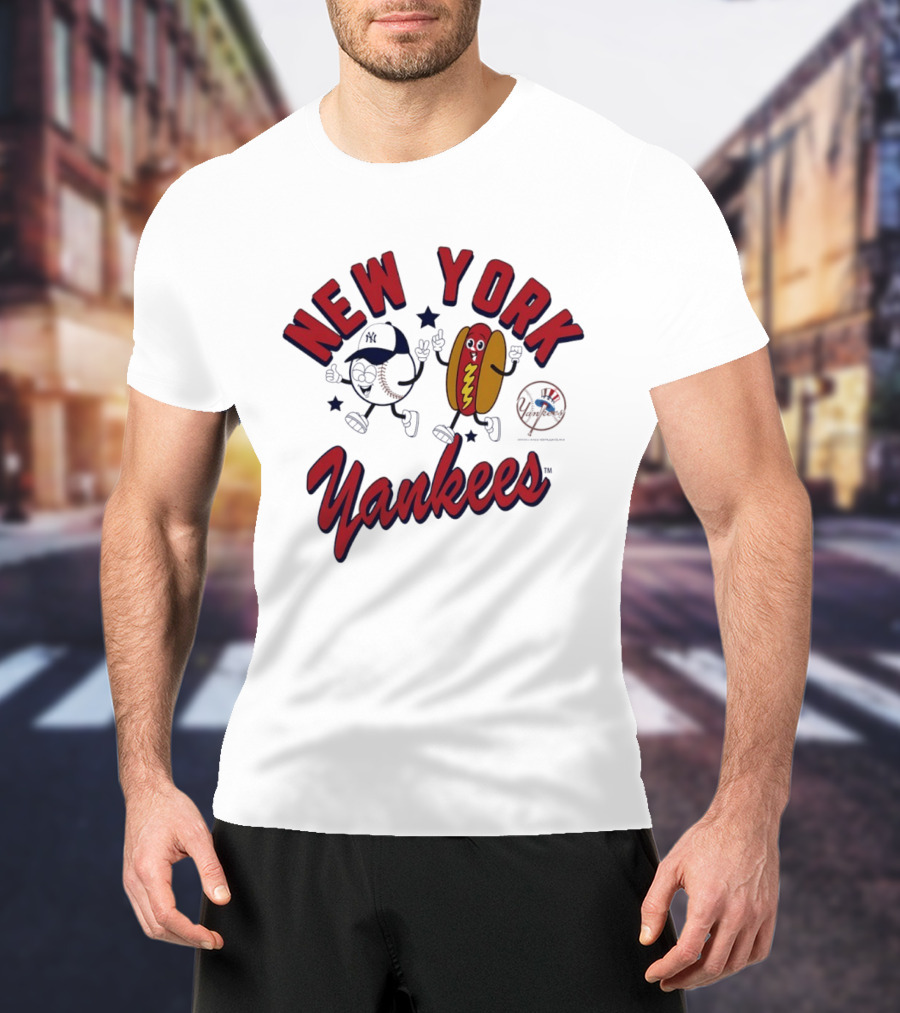 New York Yankees Baseball Hot Dog Snack Mascots Fun T-Shirt