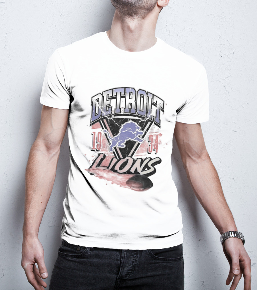 Detroit Lions 19 34 Vintage Style Iconic Team T-Shirt
