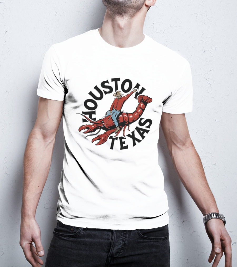 Houston Texas Crawfish Cowboy Riding Effigy T-Shirt