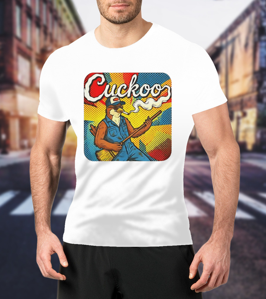 Cuckoo Smoking Bird In Sunglasses Retro Pop T-Shirt