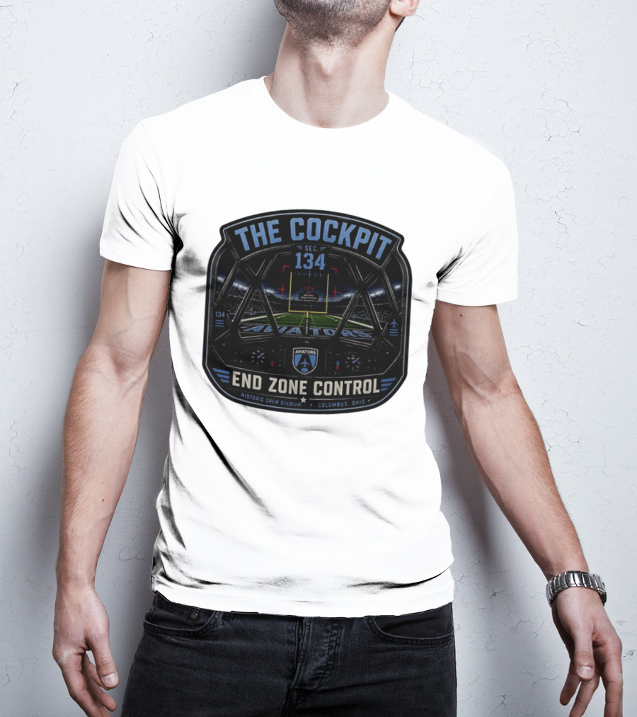The Cockpit Sec 134 Aviators End Zone Control Historic Crew Stadium Columbus Ohio T-Shirt