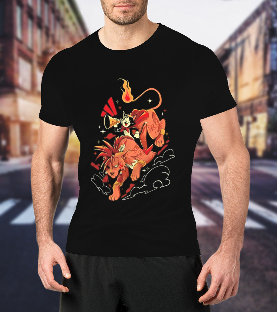 Cait Sith Red XIII Fantasy Adventure Duo Red Rider T-Shirt