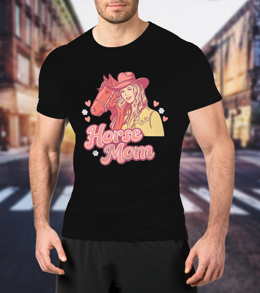 Cowgirl Horse Mom With Mustang And Hearts T-Shirt