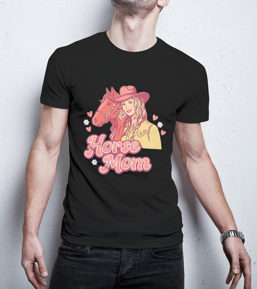 Cowgirl Horse Mom With Mustang And Hearts T-Shirt
