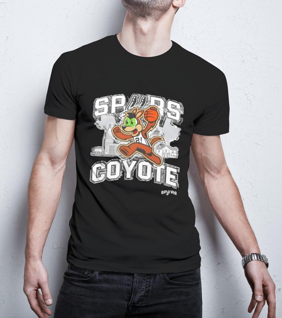 Spurs Coyote Basketball San Antonio City Skyline T-Shirt