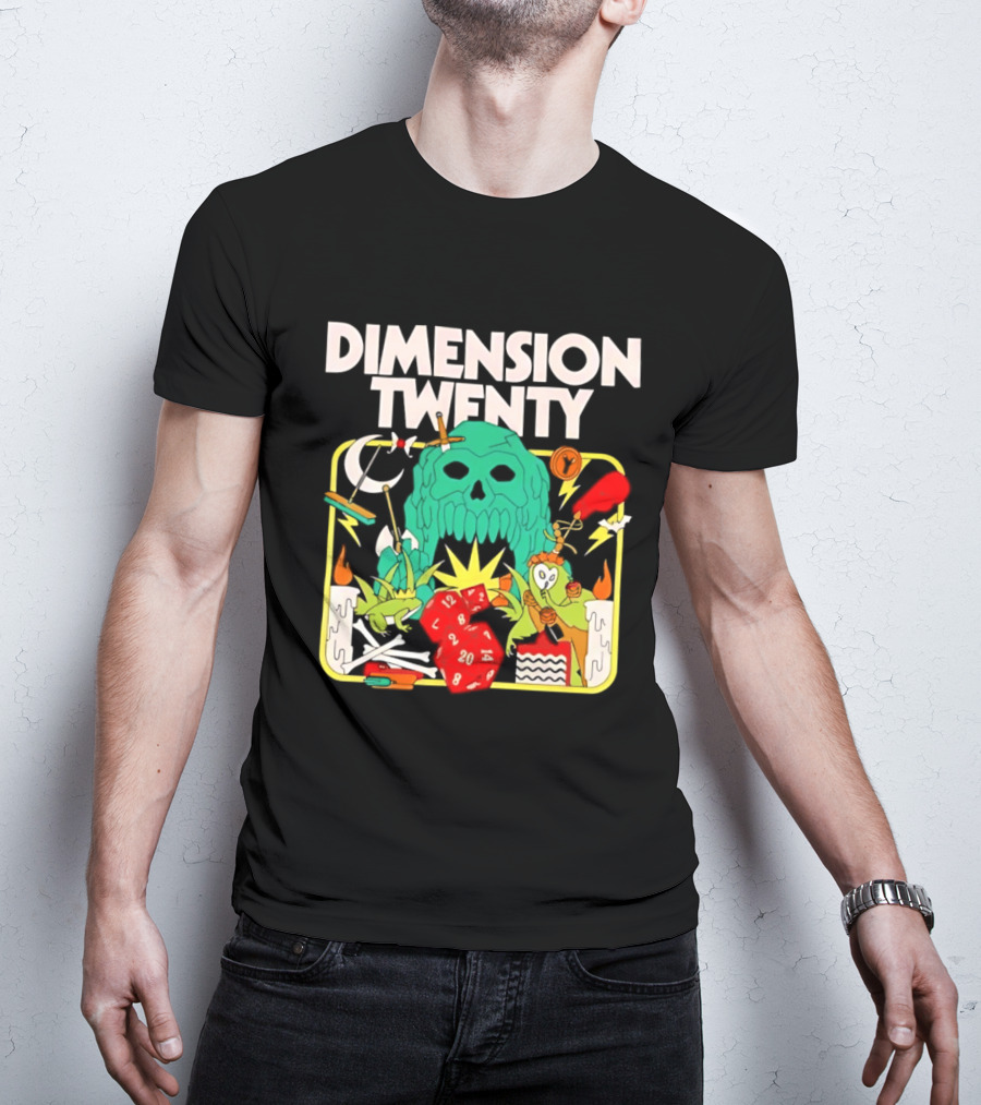 Dimension Twenty RPG Dice Skull Adventure T-Shirt